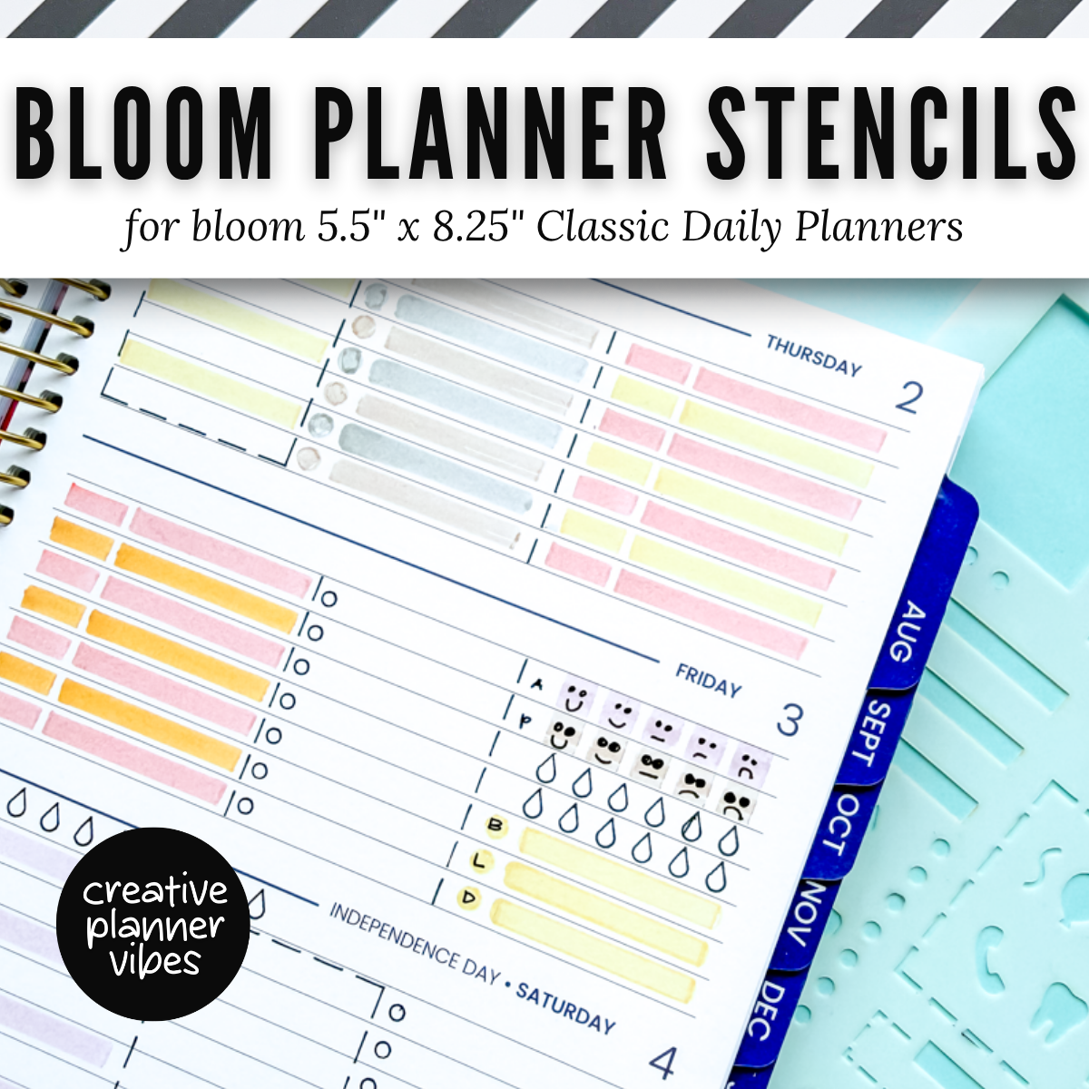 Bloom Classic Daily Planner Stencils | 8.5x11" and 5.5" x 8.25" Sizes image 9