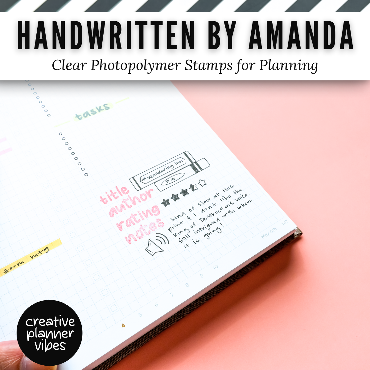 Handwritten by Amanda | Clear Photopolymer Stamps for Planning | 4" x 8" image 9