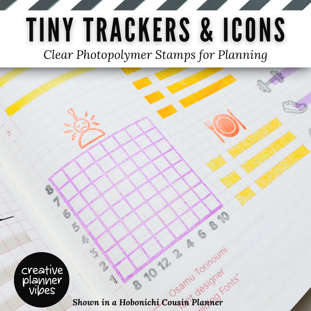 Tiny Trackers & Icons | Clear Photopolymer Stamps for Planning | 4" x 8" image 11