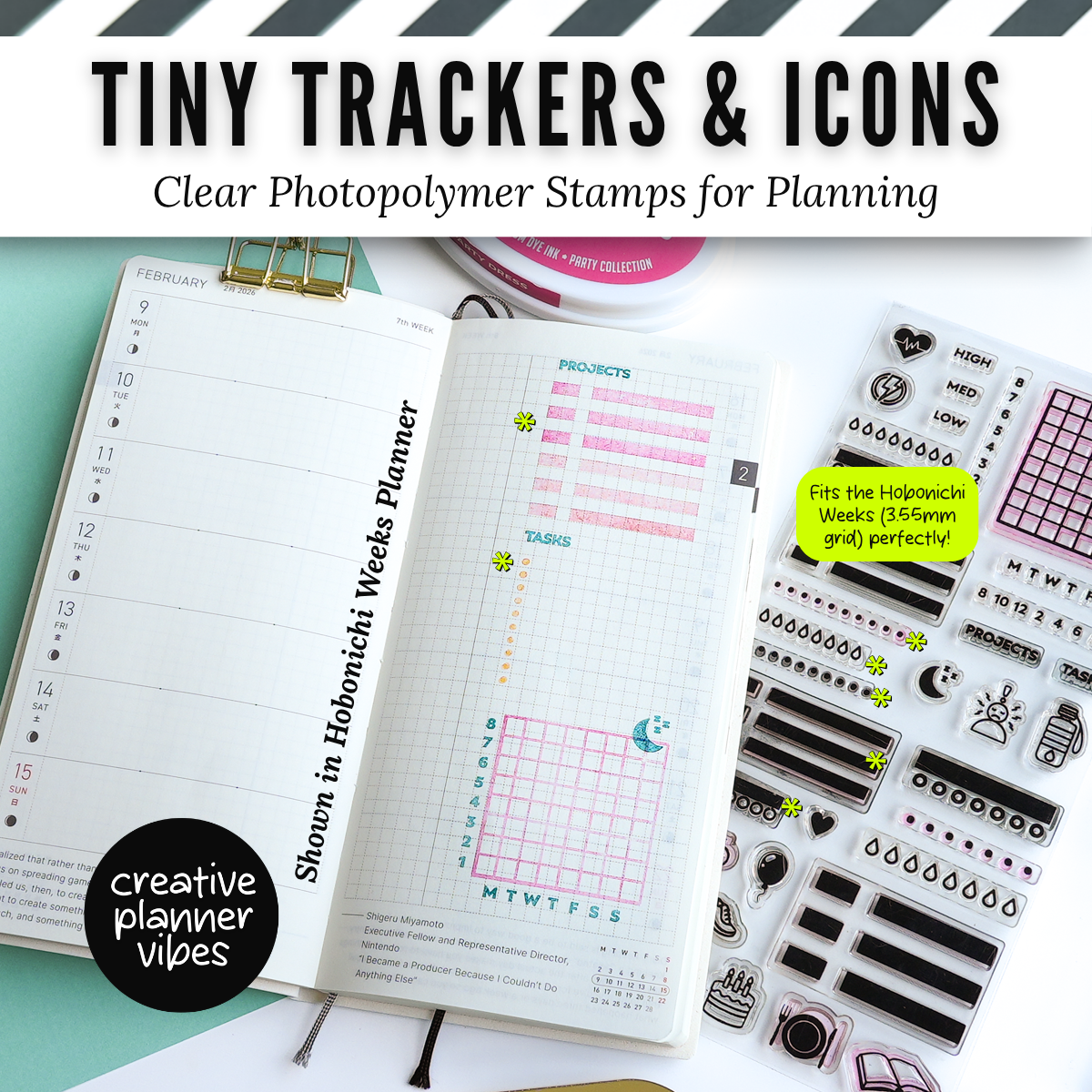 Tiny Trackers & Icons | Clear Photopolymer Stamps for Planning | 4" x 8" image 5