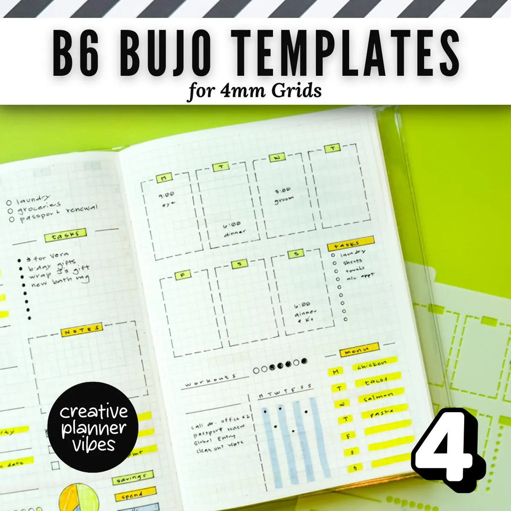 B6 Size | 4mm Grid Full Page Templates & Stencils for Planners, Notebooks, Bullet Journals image 9