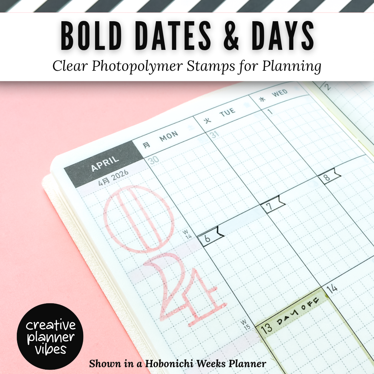 Bold Dates & Days Clear Photopolymer Stamps for Planning | 4" x 8" image 8