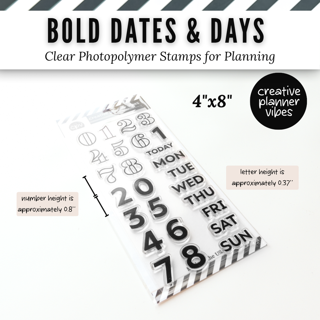 Bold Dates & Days Clear Photopolymer Stamps for Planning | 4" x 8" image 2