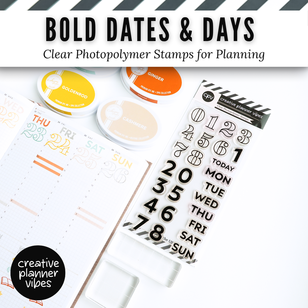 Bold Dates & Days Clear Photopolymer Stamps for Planning | 4" x 8" image 3