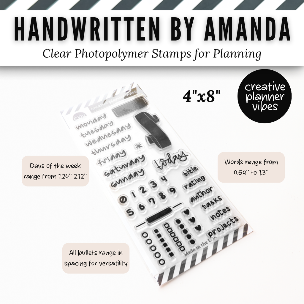 Handwritten by Amanda | Clear Photopolymer Stamps for Planning | 4" x 8" image 2