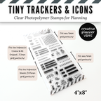 Tiny Trackers & Icons | Clear Photopolymer Stamps for Planning | 4" x 8" image 3