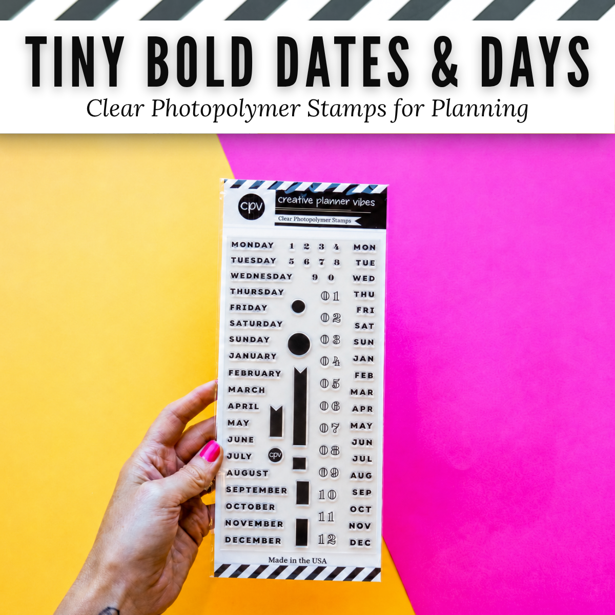 Tiny Bold Dates & Days Clear Photopolymer Stamps