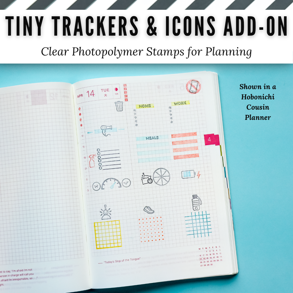 Tiny Trackers & Icons Add-on | Clear Photopolymer Stamps for Planning | 4" x 8" image 5