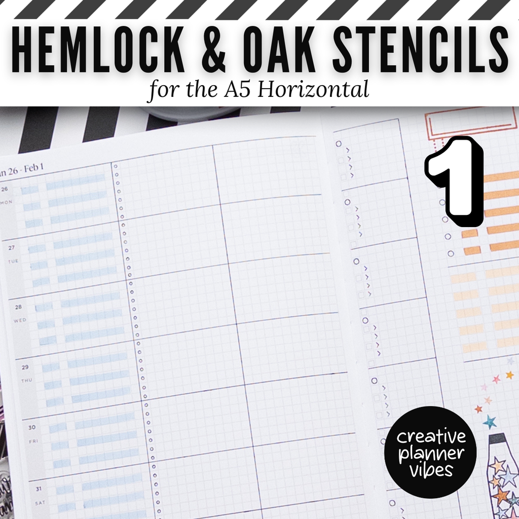 Hemlock & Oak A5 Horizontal Planner Stencils and Full Page Templates image 9