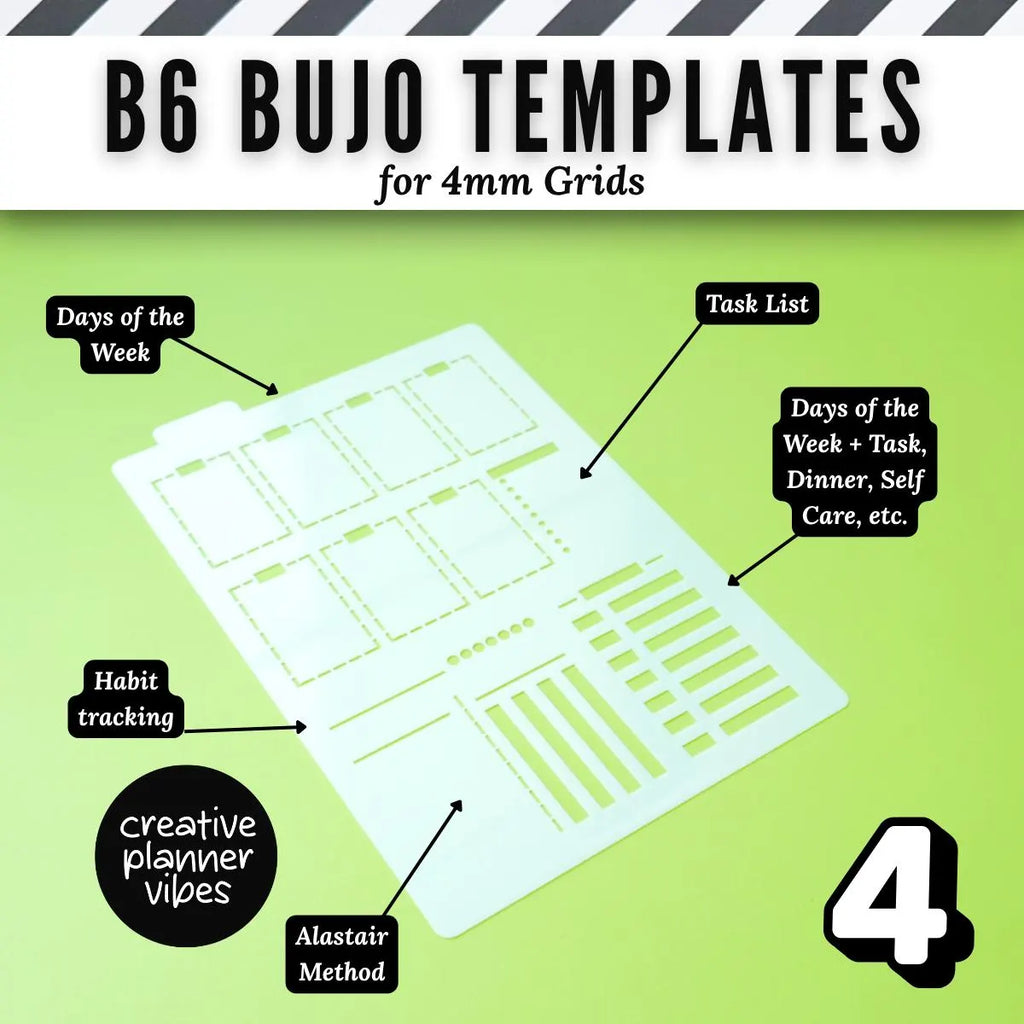 B6 Size | 4mm Grid Full Page Templates & Stencils for Planners, Notebooks, Bullet Journals image 6