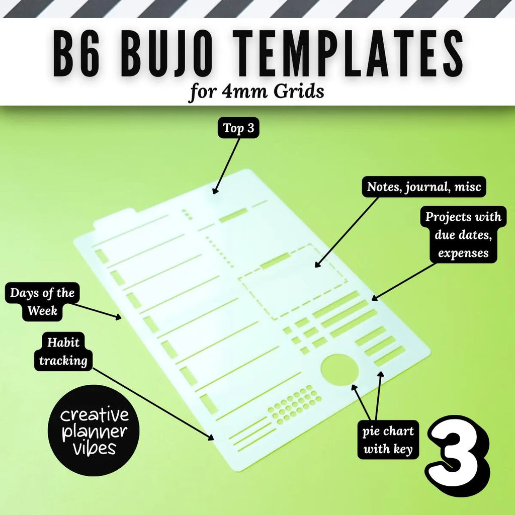 B6 Size | 4mm Grid Full Page Templates & Stencils for Planners, Notebooks, Bullet Journals image 5