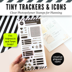 Tiny Trackers & Icons | Clear Photopolymer Stamps for Planning | 4" x 8" image 0