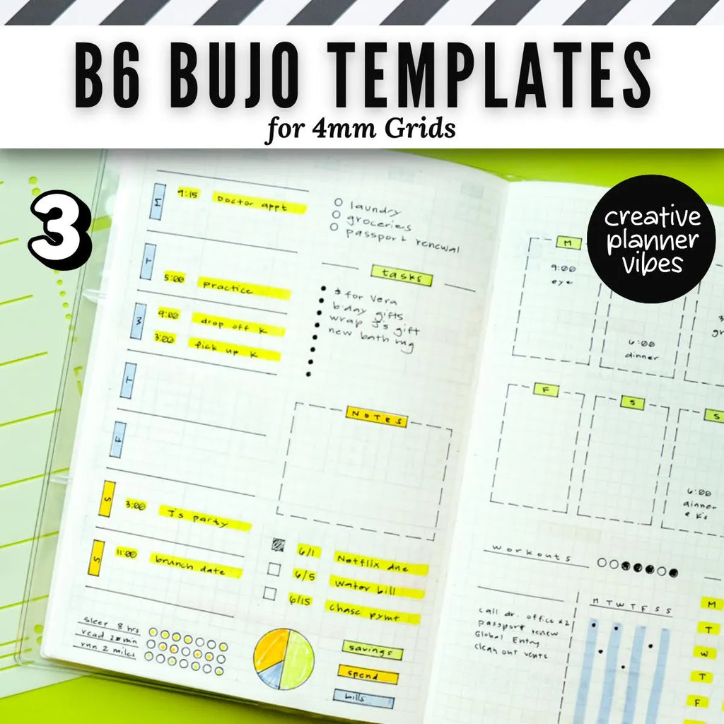 B6 Size | 4mm Grid Full Page Templates & Stencils for Planners, Notebooks, Bullet Journals image 10