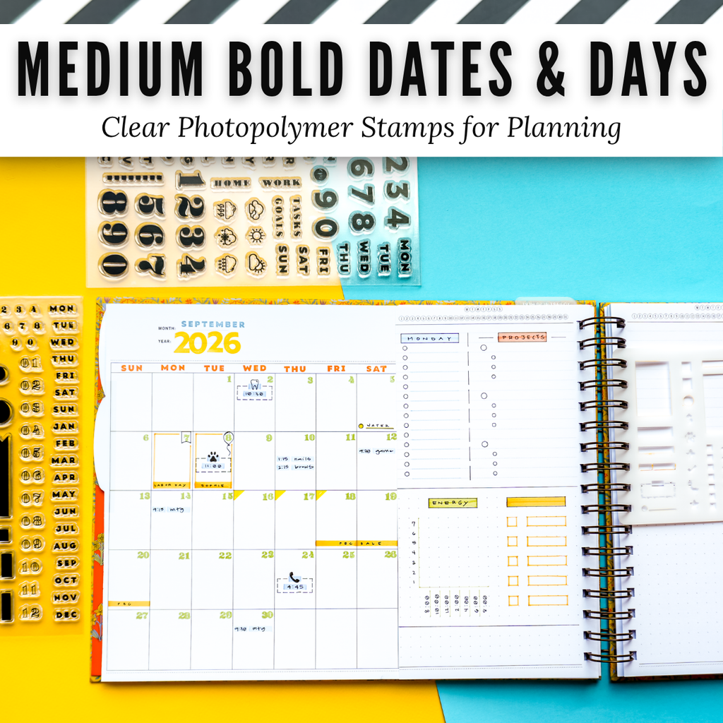 Medium Bold Dates & Days Clear Photopolymer Stamps