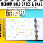 Medium Bold Dates & Days Clear Photopolymer Stamps