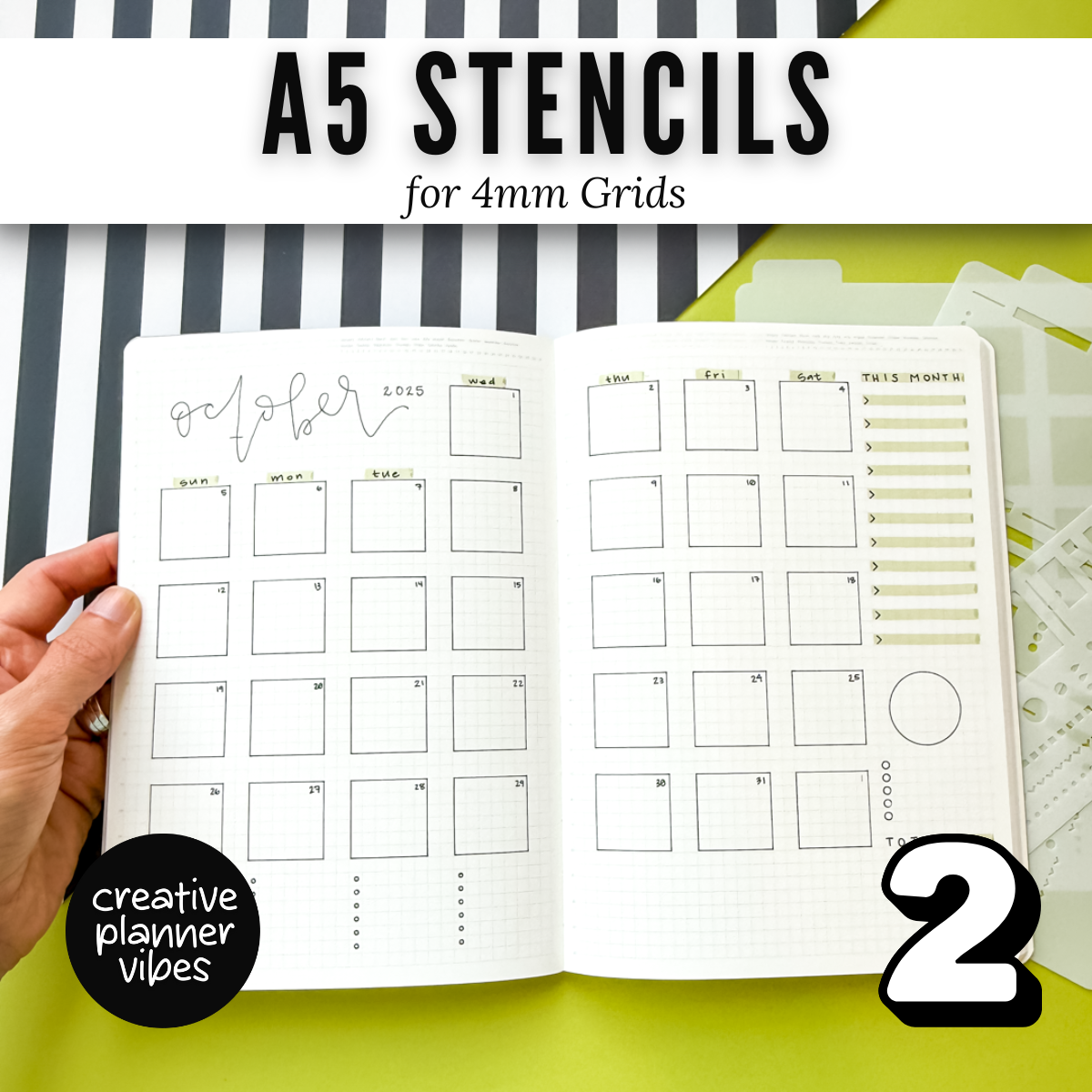 A5 | 4mm Grid Full Page Templates & Stencil image 8