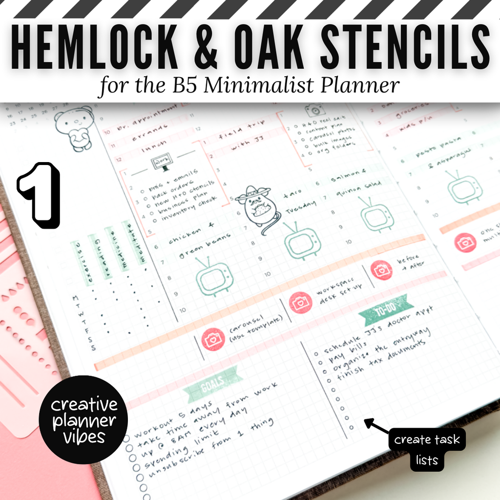 Hemlock & Oak B5 Minimalist Planner Stencils image 11