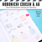 Hobonichi Cousin & A6 Everyday Essentials Clear Stamp Set | Clear Photopolymer Stamps for Planning | 4" x 8" image 2