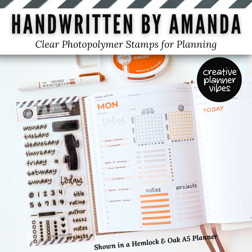 Handwritten by Amanda | Clear Photopolymer Stamps for Planning | 4" x 8" image 3