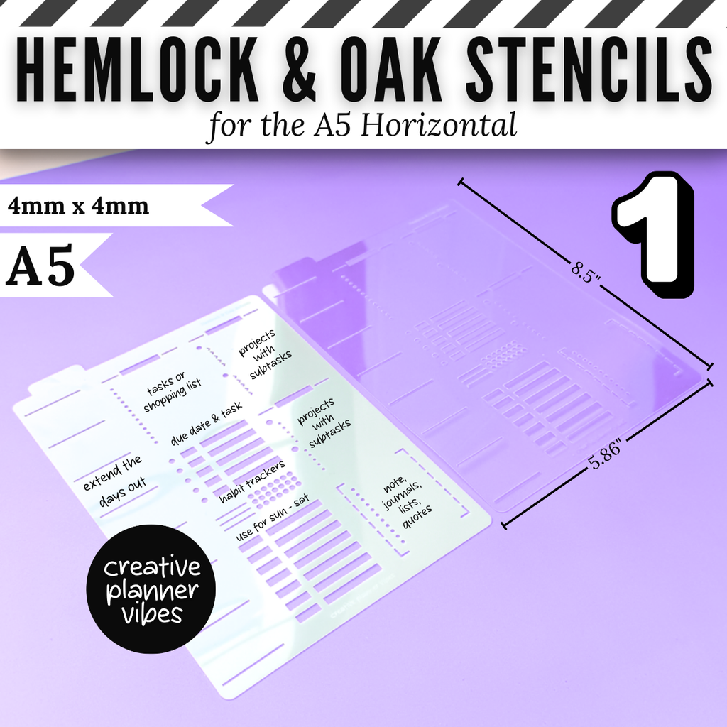 Hemlock & Oak A5 Horizontal Planner Stencils and Full Page Templates image 4
