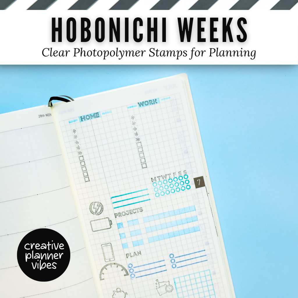 Hobonichi Weeks Everyday Essentials Clear Stamp Set | Clear Photopolymer Stamps for Planning | 4" x 8" image 8