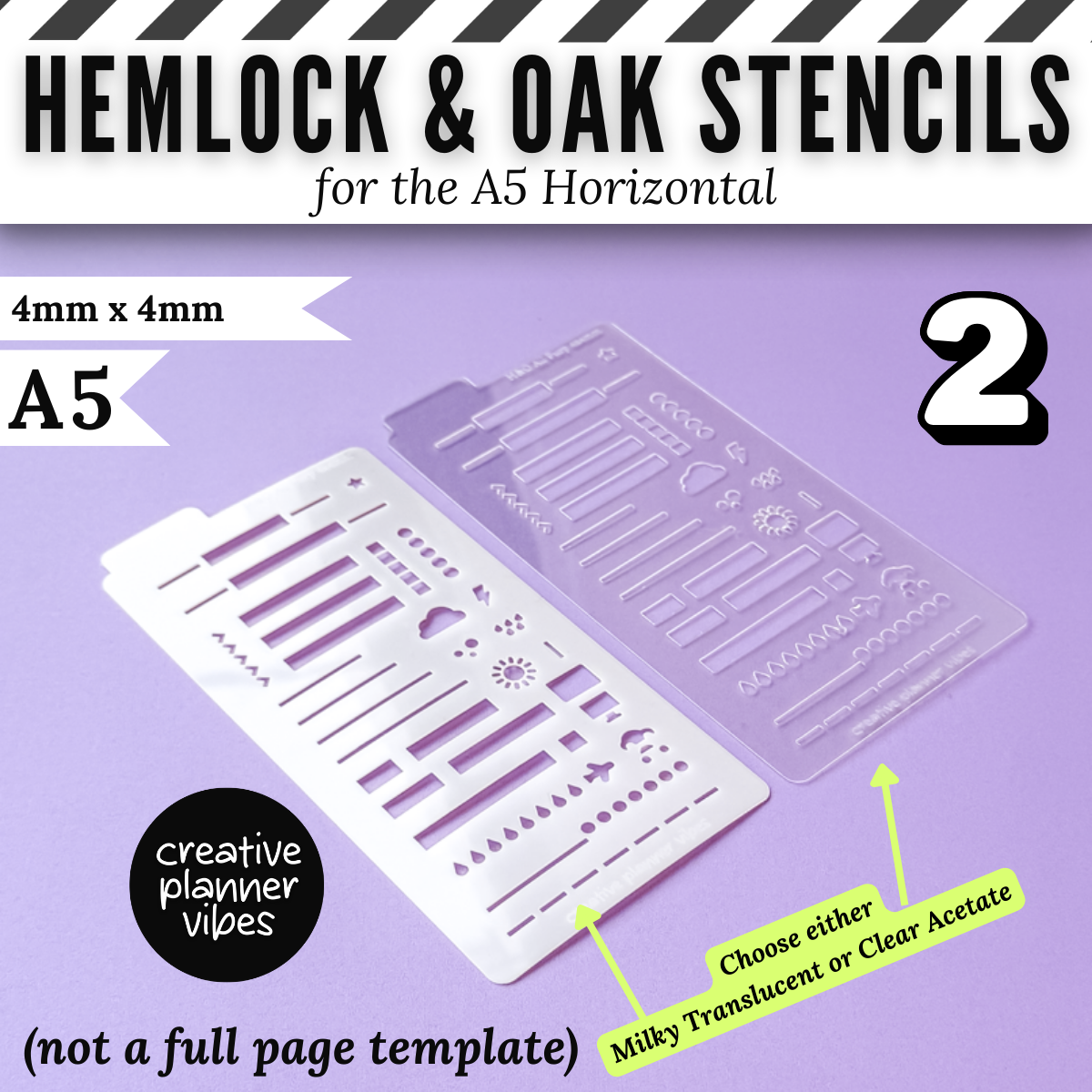 Hemlock & Oak A5 Horizontal Planner Stencils and Full Page Templates image 3