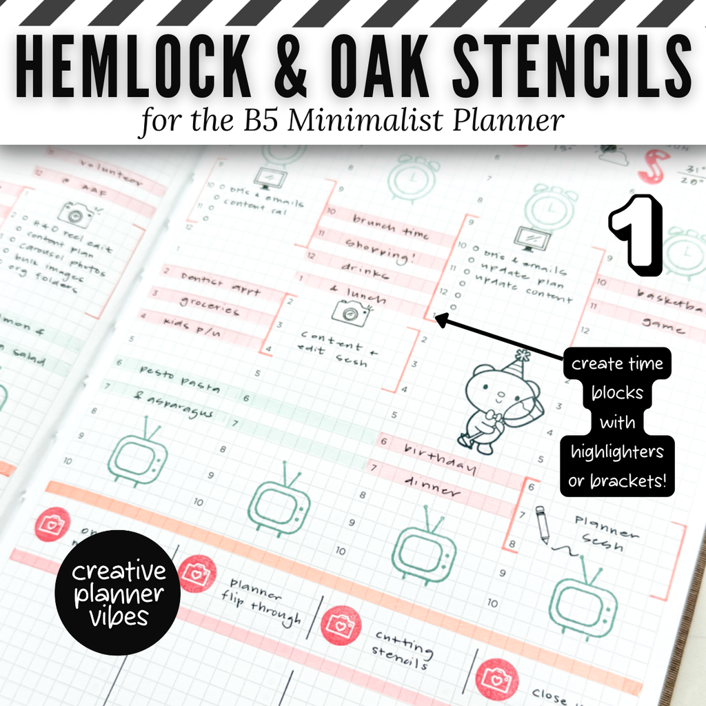 Hemlock & Oak B5 Minimalist Planner Stencils image 10