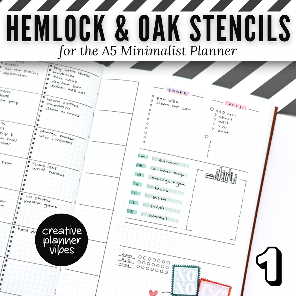 Hemlock & Oak A5 Minimalist Planner Stencils and Full Page Templates image 7