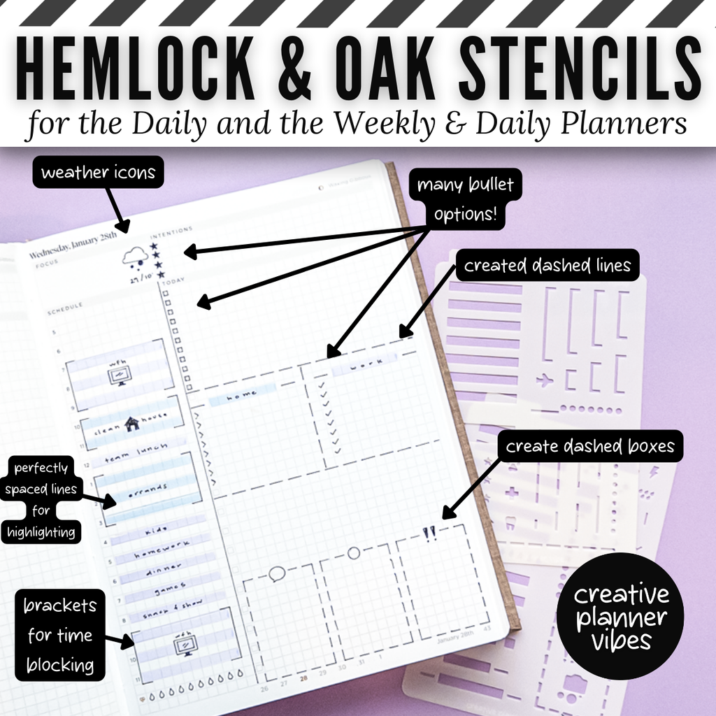 Hemlock & Oak Daily and Weekly & Daily Planner Stencils image 3