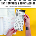 Tiny Trackers & Icons Add-on | Clear Photopolymer Stamps for Planning | 4" x 8" image 0