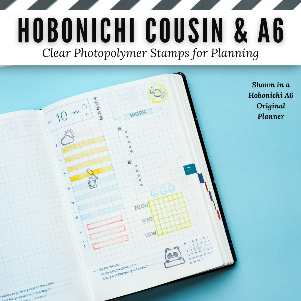 Hobonichi Cousin & A6 Everyday Essentials Clear Stamp Set | Clear Photopolymer Stamps for Planning | 4" x 8" image 4
