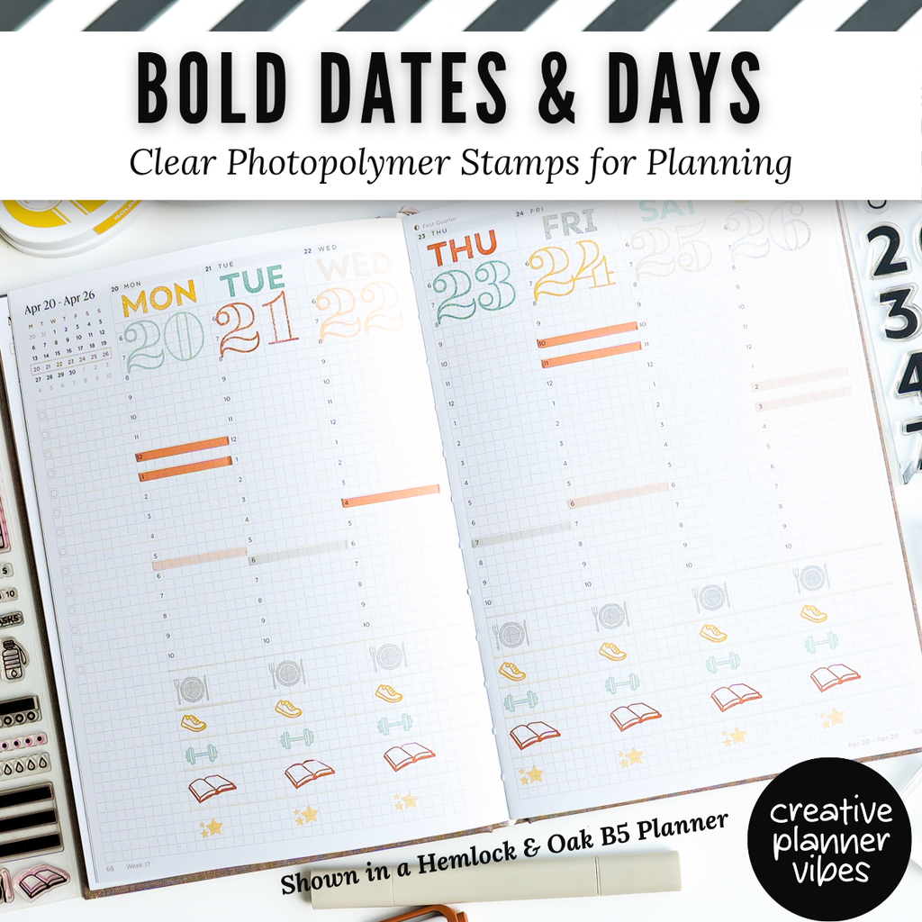 Bold Dates & Days Clear Photopolymer Stamps for Planning | 4" x 8" image 5