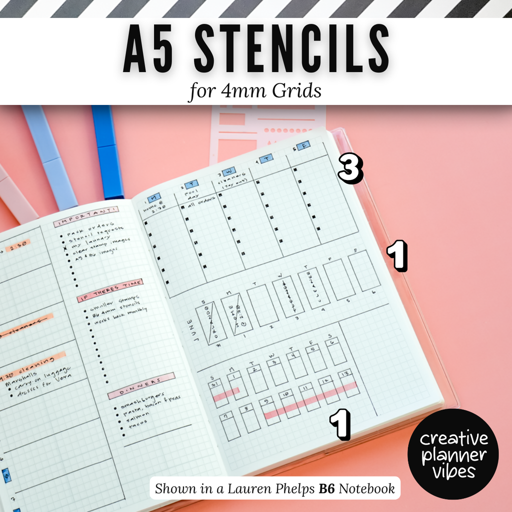 A5 | 4mm Grid Full Page Templates & Stencil image 18