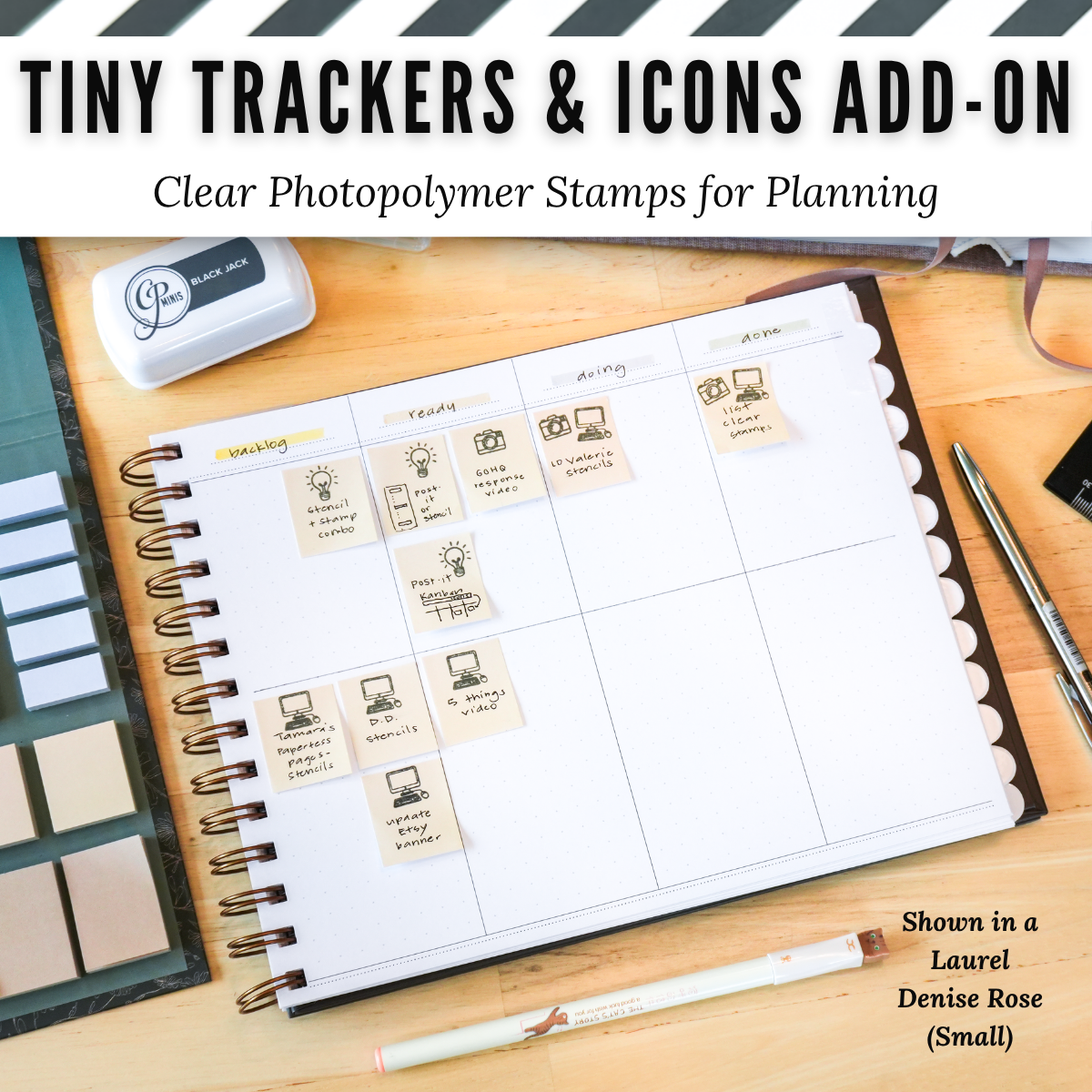 Tiny Trackers & Icons Add-on | Clear Photopolymer Stamps for Planning | 4" x 8" image 4