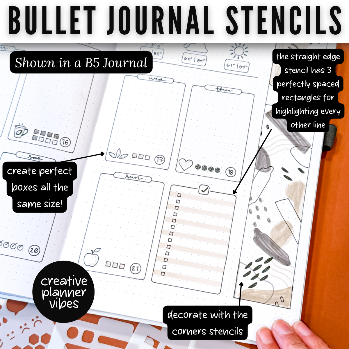Bullet Journal 5mm Medium Stencils image 3