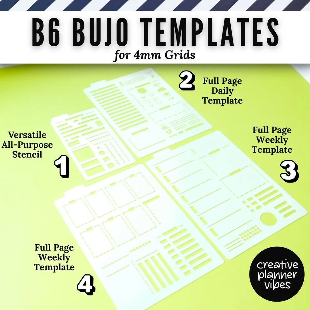 B6 Size | 4mm Grid Full Page Templates & Stencils for Planners, Notebooks, Bullet Journals image 2