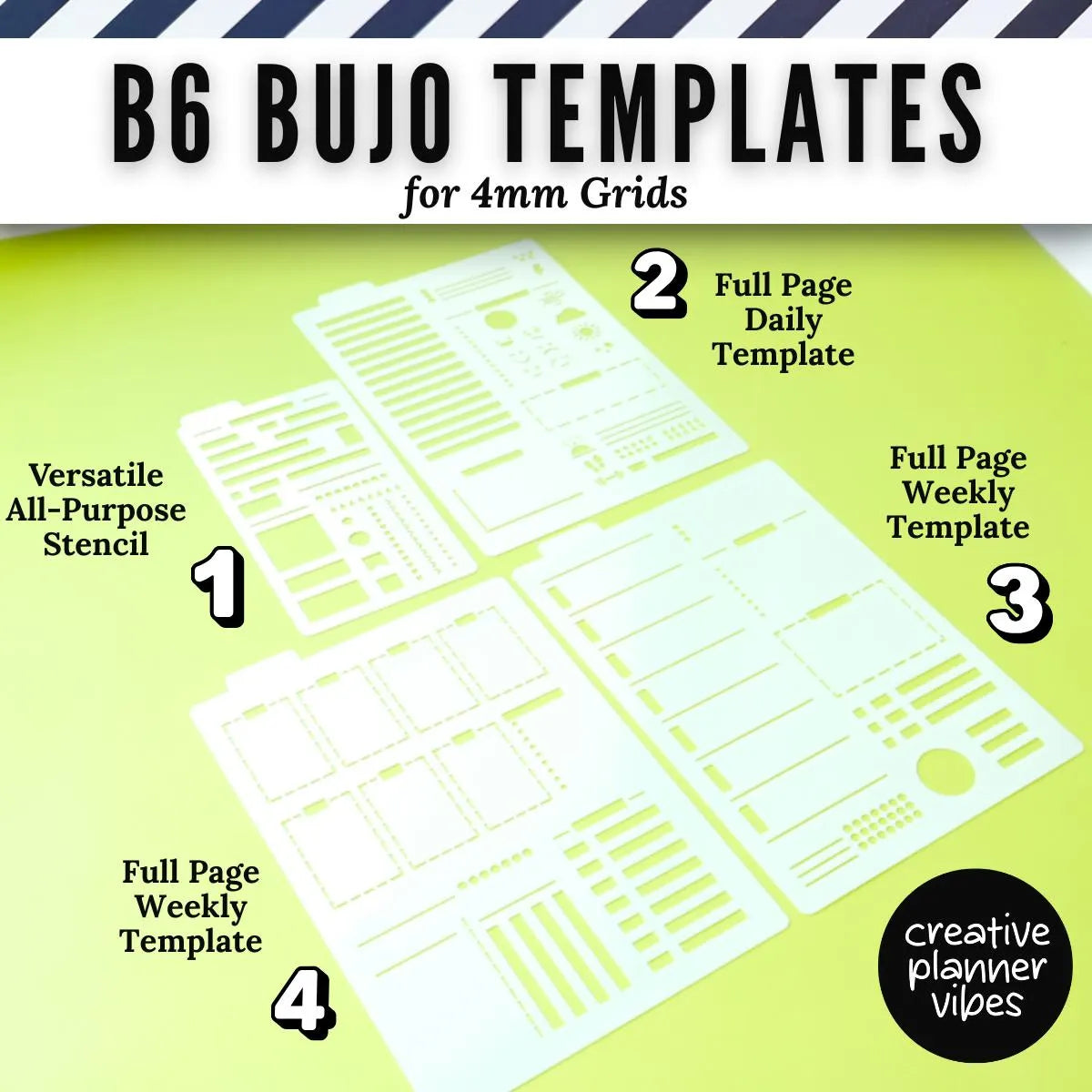 B6 Size | 4mm Grid Full Page Templates & Stencils for Planners, Notebooks, Bullet Journals image 2