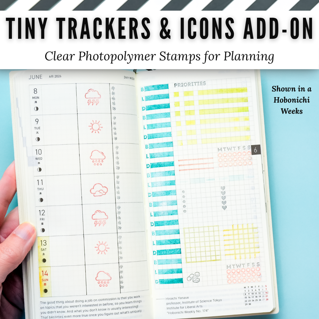Tiny Trackers & Icons Add-on | Clear Photopolymer Stamps for Planning | 4" x 8" image 7