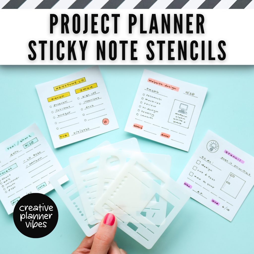 Project Planner Stencils 3"x3" | Pack of 4 | Kanban & Project Management image 1