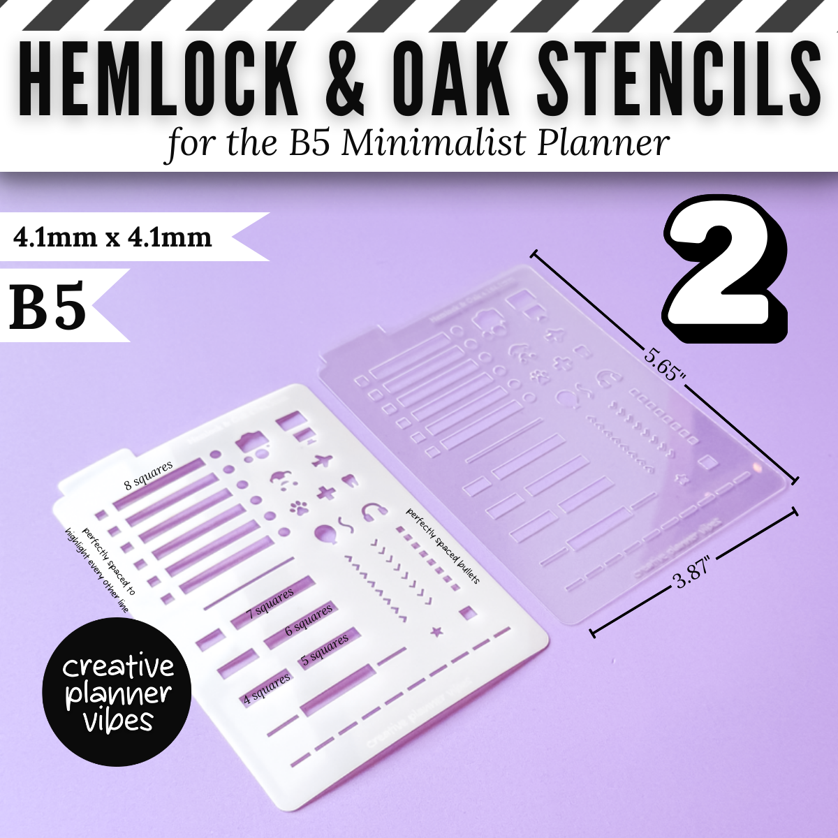 Hemlock & Oak B5 Minimalist Planner Stencils image 6