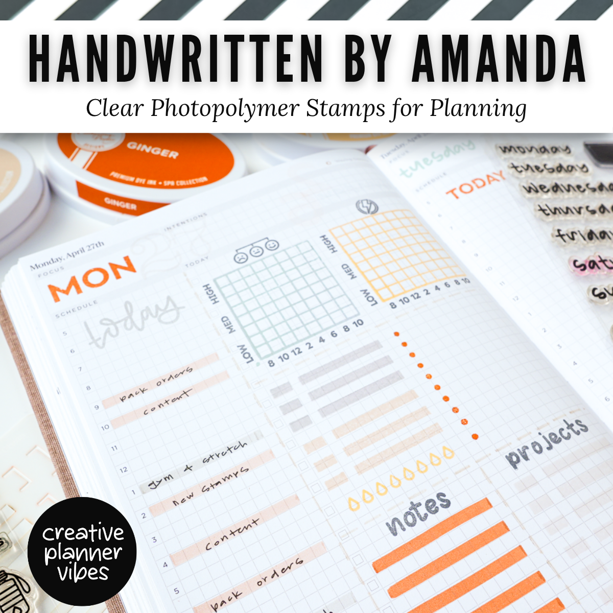 Handwritten by Amanda | Clear Photopolymer Stamps for Planning | 4" x 8" image 11