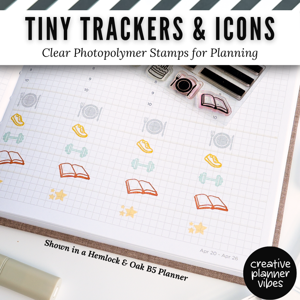 Tiny Trackers & Icons | Clear Photopolymer Stamps for Planning | 4" x 8" image 10
