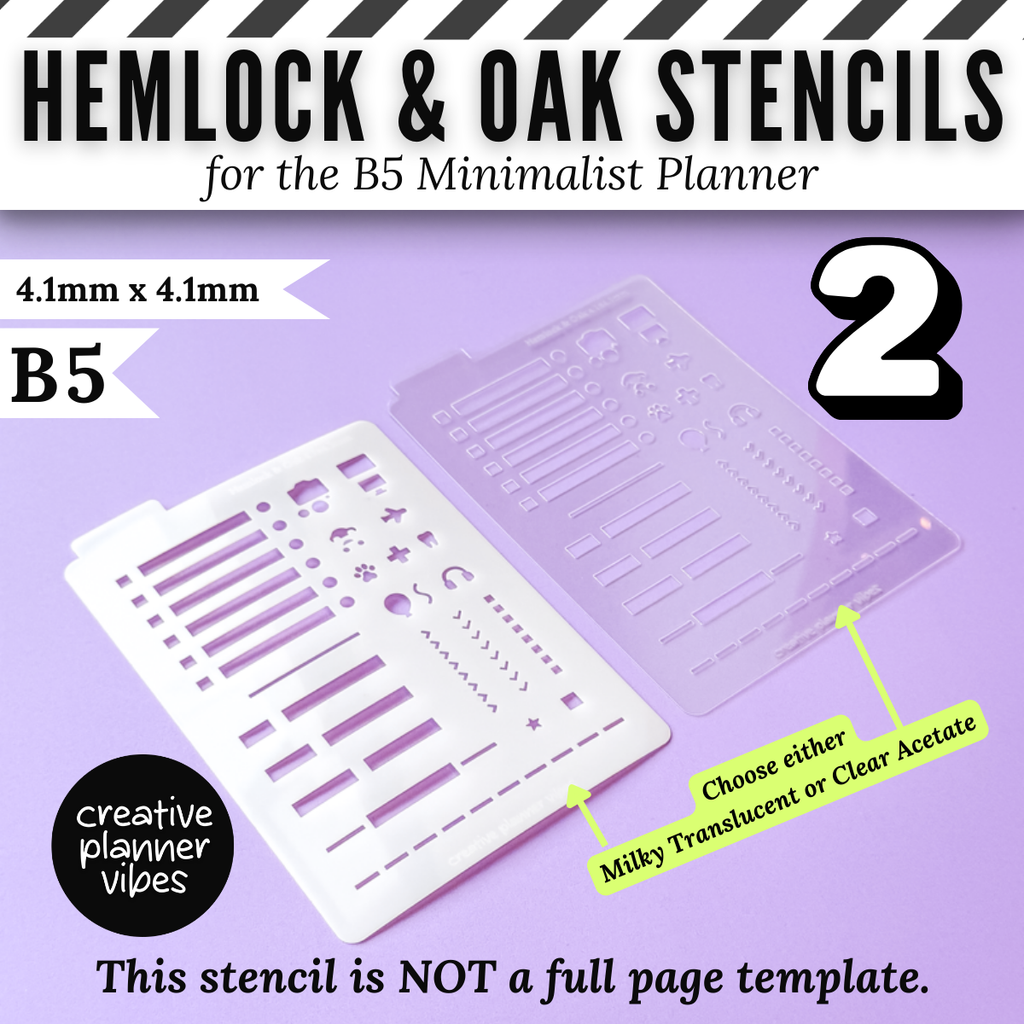Hemlock & Oak B5 Minimalist Planner Stencils image 4