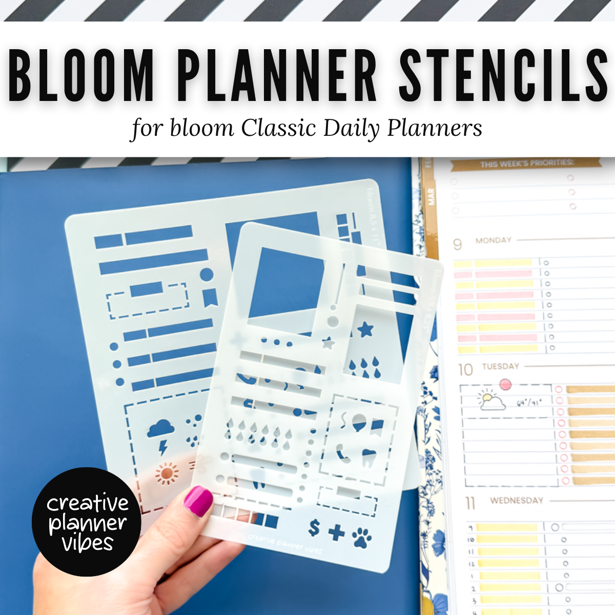 Bloom Classic Daily Planner Stencils | 8.5x11" and 5.5" x 8.25" Sizes image 0