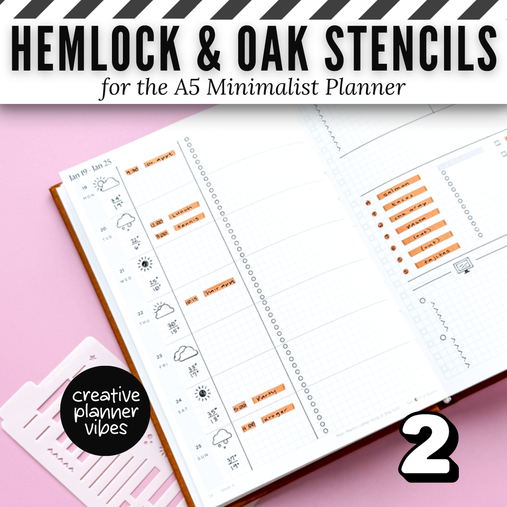 Hemlock & Oak A5 Minimalist Planner Stencils and Full Page Templates image 11