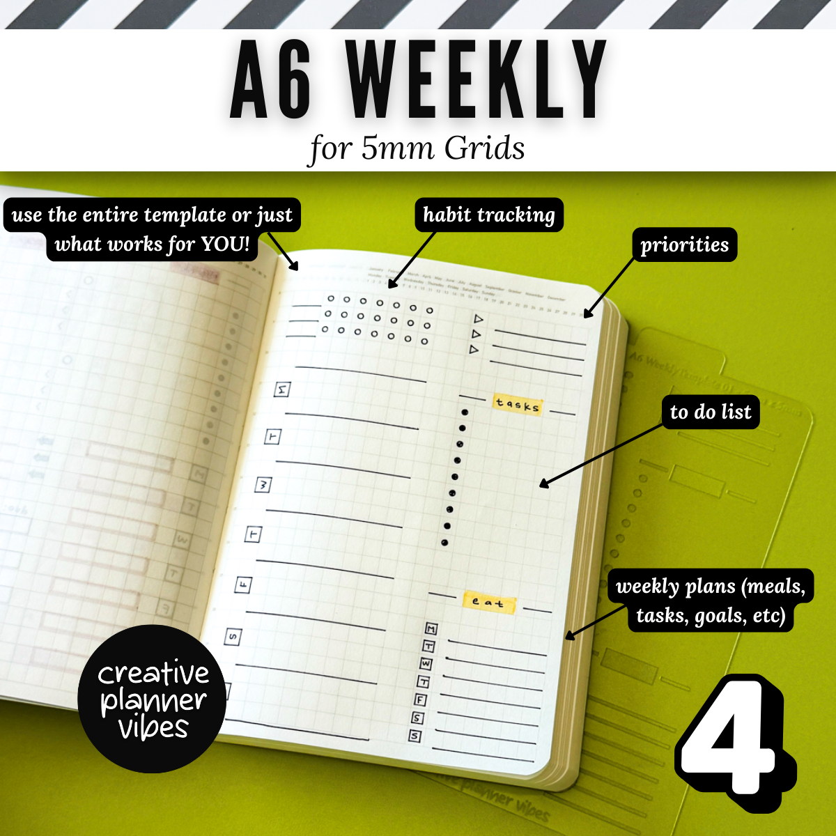 A6 | 5mm Grid Full Page Templates & Stencil image 8