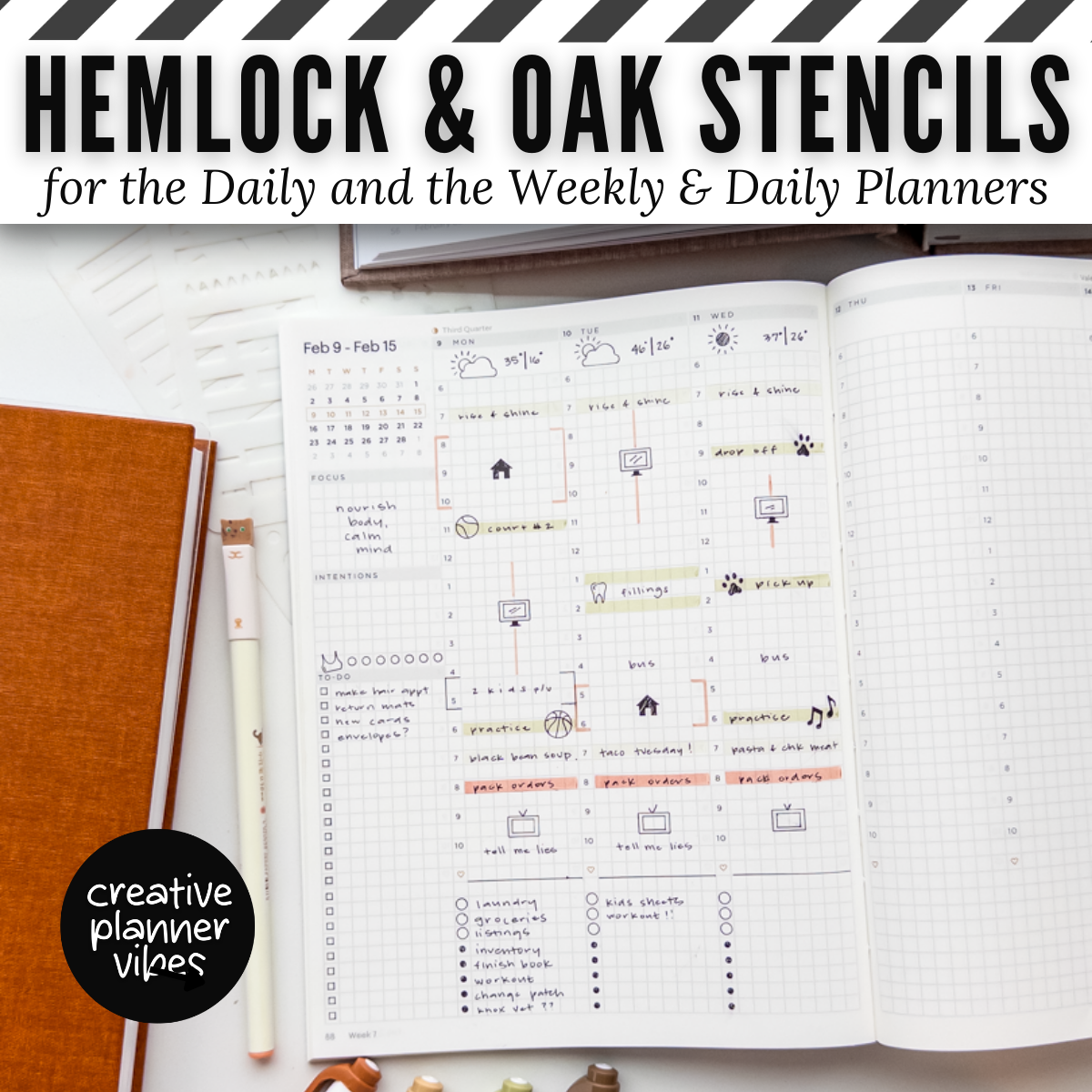 Hemlock & Oak Daily and Weekly & Daily Planner Stencils image 5
