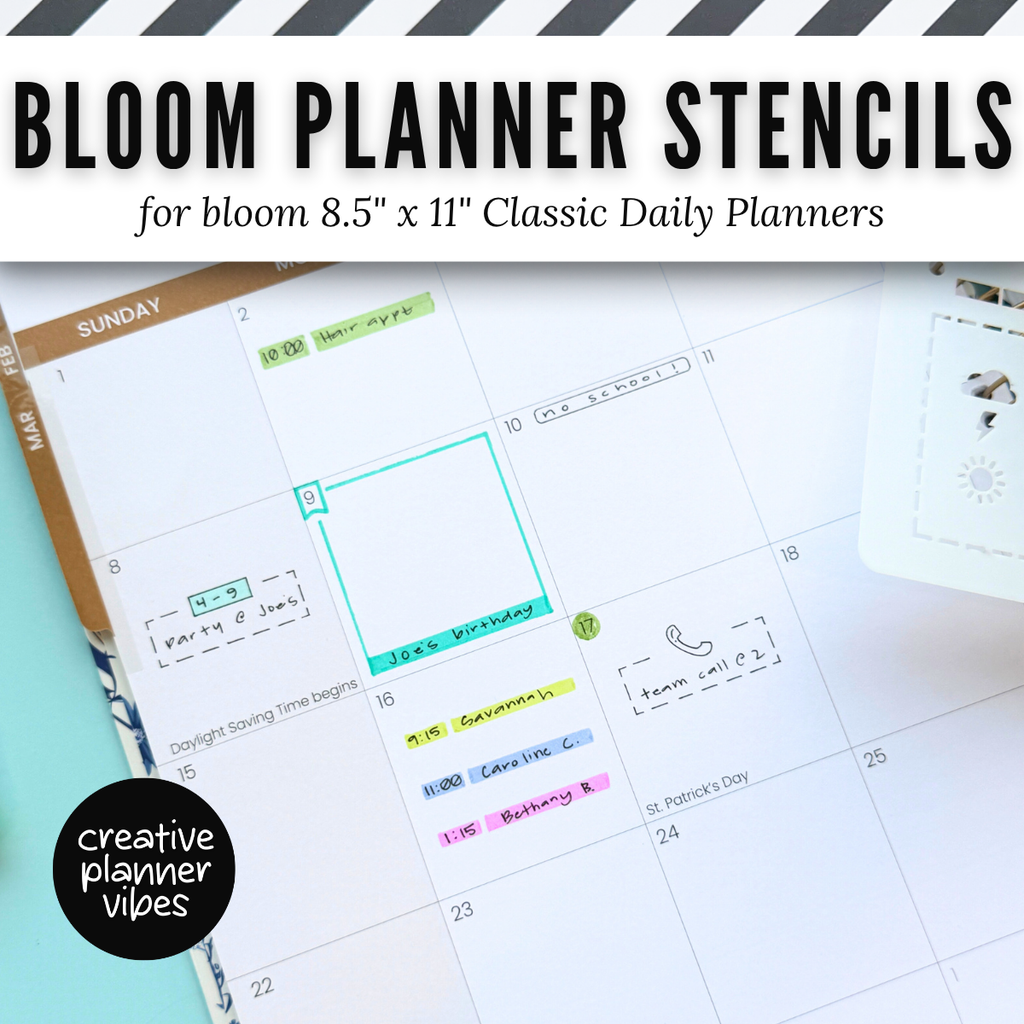 Bloom Classic Daily Planner Stencils | 8.5x11" and 5.5" x 8.25" Sizes image 7