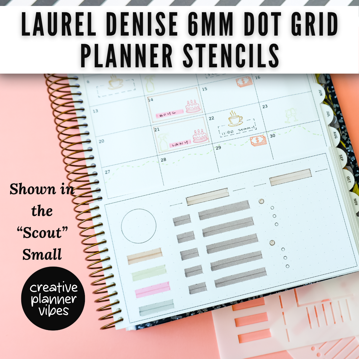 Laurel Denise 6mm Dot Grid Planner Stencils image 11