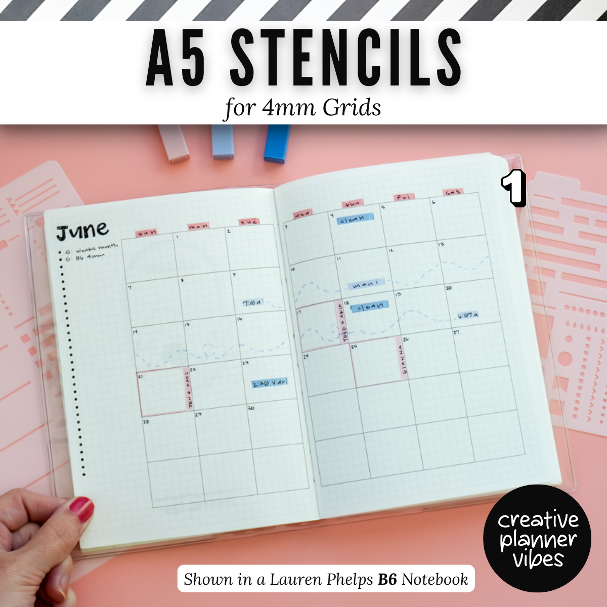 A5 | 4mm Grid Full Page Templates & Stencil image 21